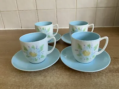 Buy Branksome China - 4 X Cups & Saucers - Handpainted By Priscilla  • 20£