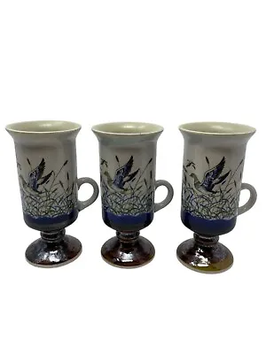 Buy VTG Otagiri Set Of 3 Stoneware Footed Irish Coffee Mugs Ducks Taking Flight • 23.08£