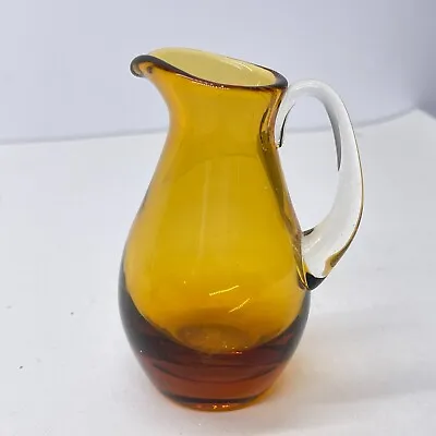 Buy Vintage Amber Glass Milk Jug Creamer Handblown Glass • 19.99£