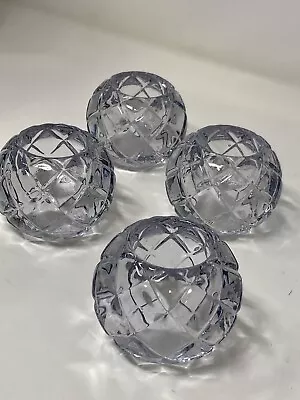 Buy Candle Holder Crystal Round Sphere Diamond Cut Votive Tealight Lot Of 4 • 17.91£