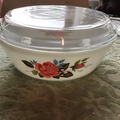 Buy Vintage 1960s Pyrex Casserole Dish With Glass Lid Winter Rose Pattern • 4.99£