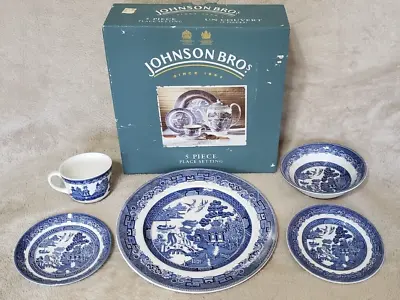 Buy JOHNSON BROS. WILLOW(ENGLAND) Complete 20 Piece Place Setting Mint In Boxes • 235.86£