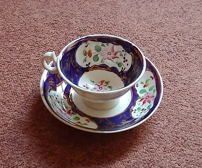 Buy Mid 19th Cent 'Gaudy Welsh' Lustreware Tea Cup & Saucer Duo Columbine Pattern • 6£