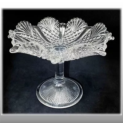 Buy Victorian DIAMOND & FAN 21cm COMPORT George Davidson Glass 1898 • 14.50£