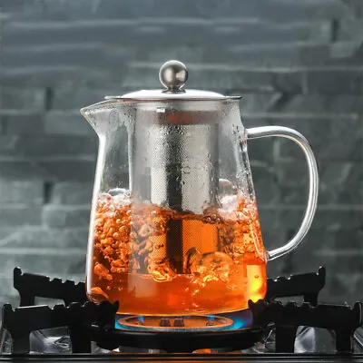 Buy Glass Teapot With Removable Infuser Stovetop Safe Tea Kettle Heat Resistant • 19.13£