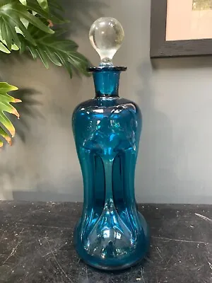 Buy Vintage HOLMEGAARD Blue Glass Kluk Kluk Decanter MCM Denmark, Approx 12 Inches • 45£