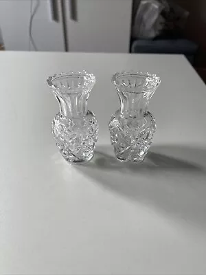 Buy Pair Of Small Crystal Cut Glass Posy Vases 3  Tall  • 12£
