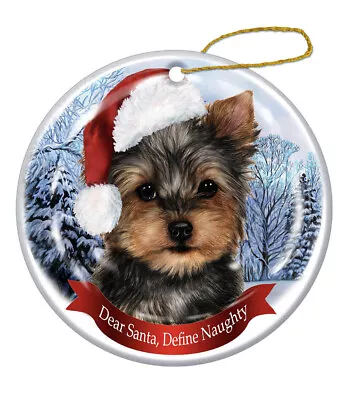 Buy Holiday Pet Gifts Yorkie Santa Hat Dog Porcelain Christmas Tree Ornament • 15.32£