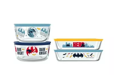 Buy SALE Pyrex Batman 8 Piece Glass Storage Set With Containers And Lids NEW IN BOX • 39.83£