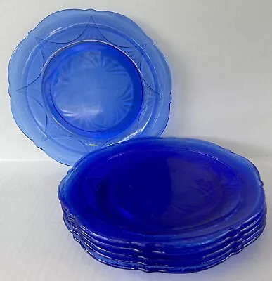 Buy Hazel Atlas Royal Lace Cobalt Blue Dinner Plates 10  Set Of 6 Depression Glass • 139.06£