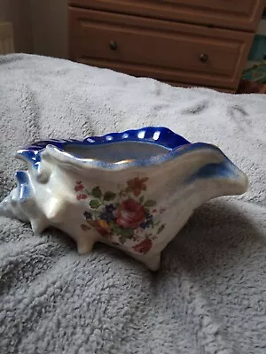 Buy Majolica Conche Shell Late Victorian Stafford Pottery Cobalt Blue And Gilt Edged • 35£