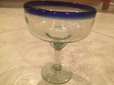 Buy 1 Mexican Glassware - Cobalt Blue Rim Large Margarita Glasses • 14.43£