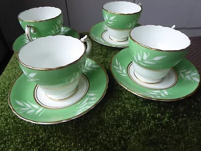 Buy Cauldon China 4 Cups And Saucers In Pale Green • 11£