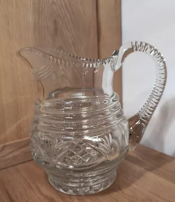 Buy Vintage Large Crystal Glass Pitcher Water Jug With Cut Pattern Heavy Quality • 9.99£