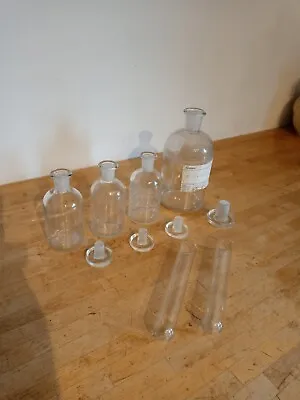 Buy Lot Of Vintage Glass Jars With Stoppers Containers + Pyrex Test Tubes Chemistry • 24.99£