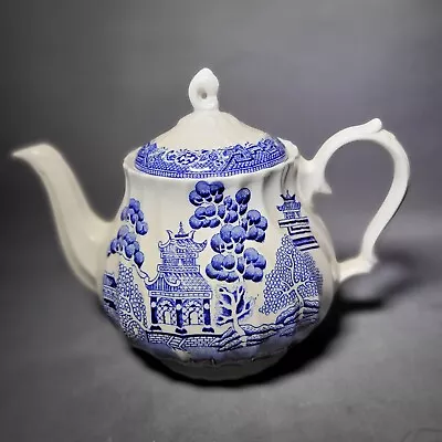 Buy Myott Vintage BLUE & WHITE Willow Pattern. Ribbed Teapot • 18.90£