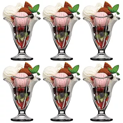 Buy Set Of 2 4 6 Clear Glass Flower Shaped Ice Cream Cup Sundae Bowl Footed Dessert • 11.49£