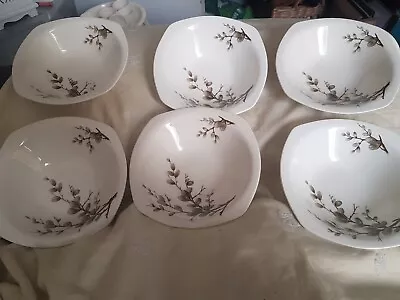 Buy 6 X Midwinter Staffordshire Pussy Willow Dessert Cereal Pudding Bowls 16cms • 18.95£