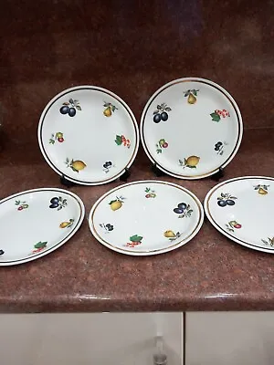 Buy 5 X  Alfred Meakin Glo-White Ironstone  Dinner Plates 22.5cm Fruits Design  • 10£
