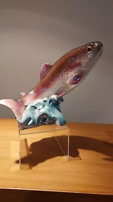 Buy Vintage Jema Holland Lustre Ware Leaping Large Trout Fish Figure  • 25£