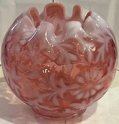 Buy Fenton Glass - Cranberry Daisy And Fern Rose Bowl Vase - 3¾ Inches • 36.04£