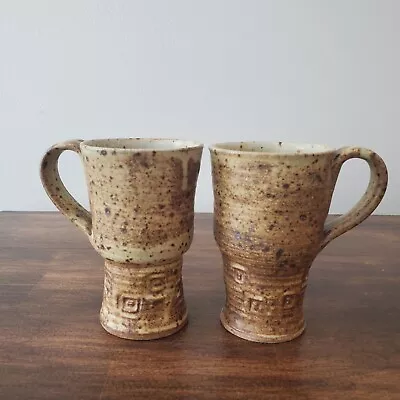 Buy Set Of 2 Stoneware Pottery Speckled Irish Coffee Mugs Hand Thrown 1982  Oscar  • 17.95£