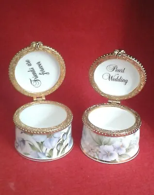 Buy Fenton China  Friends Are Forever & Pearl Wedding Trinket Boxs - 6cms Dia • 30£