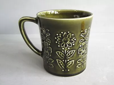 Buy SYLVAC 3919 Vintage Green Glazed Embossed Floral Mug Cup 1960s • 20£