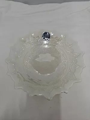 Buy White Glass Bowl With Silver Pattern Vintage  %100 Genuine Silver  8 Inch • 8.99£