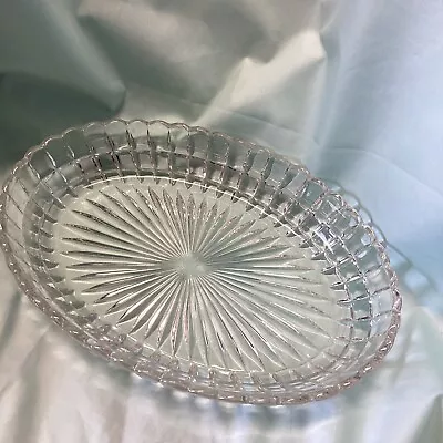 Buy Oval Serving Dish, Vintage, Clear Pressed Glass,scallop Rim 11 1/8  Long • 3.99£