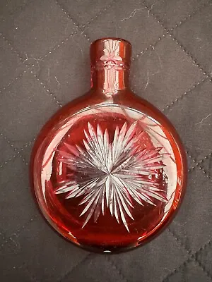 Buy Lovely Vintage Pairpoint Cranberry Starburst Optic  Blown Art Glass Flask • 49.50£