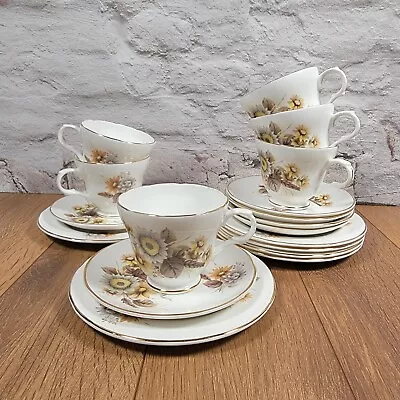 Buy X6 Crown Trent English Bone China Staffordshire Floral Tea Cup And Saucer Set • 24.99£