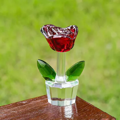 Buy Crystal Rose Glass Flower Ornament For Valentines Wedding Anniversary Gifts • 10.75£