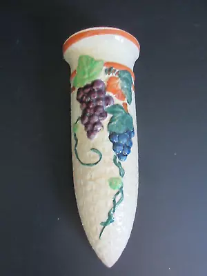 Buy Vintage Pottery Wall Pocket With Grape Design-Japan • 8.53£