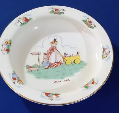 Buy Vintage 1950s Child's Bowl With Rabbits And Gold Rim. Swinnertons  Funny Bunny . • 25£