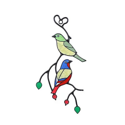 Buy Multicolor Panel Birds Stained Glass Window Art Alloy Hanging Home Hooks Decor • 10.89£