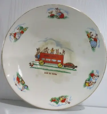 Buy RARE Swinnertons Child's Vintage Rabbit Tea Plate Saucer Bunny Bus To Town [n] • 8.95£