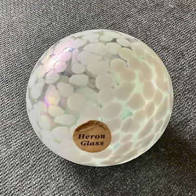 Buy Heron Glass,  White Iredescent Pebble Paperweight • 7.45£