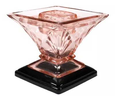 Buy Art Deco Bagley Spinette Pink Glass Vase With Frog And Jetique Stand Antique Vin • 37£