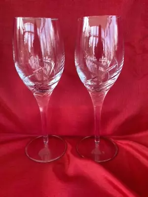 Buy Two Crystal, Cut Glass  Swirl  Large Wine Glasses/goblets • 7£