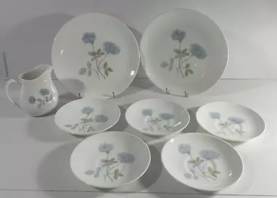 Buy Wedgwood Bone China Ice Rose 2 Plates, 5 Saucers With A Creamer ( F68) • 19.99£