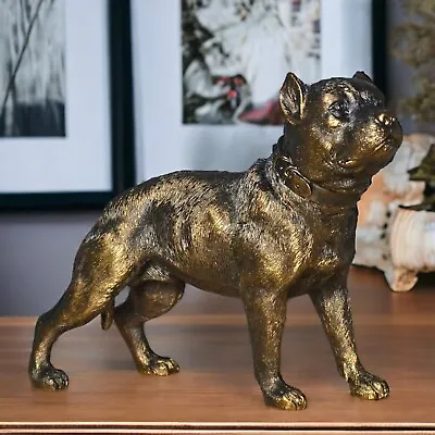 Buy Pit Bull Terrier Dog Statue Bronze Effect Sculpture Pet Figurine Ornament Decor • 26.95£