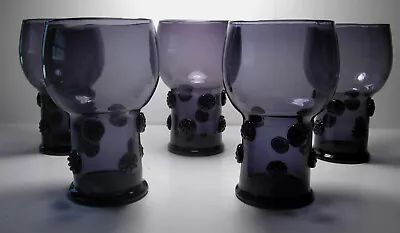 Buy  5 RARE Vintage Early BLENKO Blown Glass 6  Tumblers Applied Rosettes AMETHYST • 360.27£