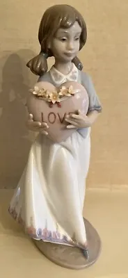 Buy Rare Lladro Figurine  European Love  Girl With Love Heart 6155 • 60£