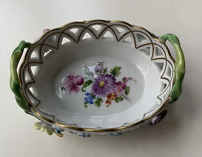 Buy Small Dresden Reticulated Floral German Porcelain Basket/Dish Circa 1900’s • 14£