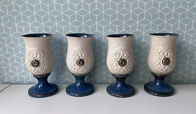 Buy Laugharne Pottery Stoneware Goblet/Chalice Cadw Welsh Handmade X4 • 29.99£