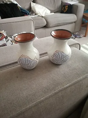 Buy Pair Of Hand Made Pottery Vases From Cornwall • 10£