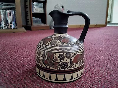 Buy Hand Made In Rhodes Ancient Greek Pottery Wine Jug Vase Vintage Museum  • 16£