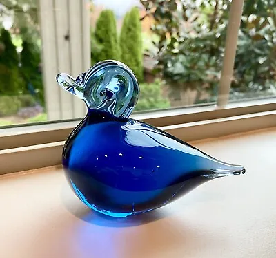 Buy Wedgwood Crystal Duck Figurine England Glass Blue Sapphire Vintage Signed 5” • 26.60£