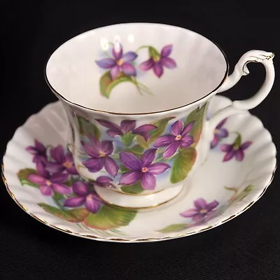 Buy Royal Albert Footed Cup Saucer Purple Violets Gold Cup Montrose Shape 1970-1980 • 52.73£